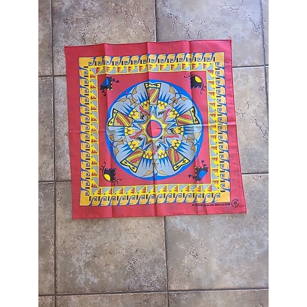 Vintage Hav A Hank Native American Red Tribal Bandana US RN #15187 Scarf Fashion